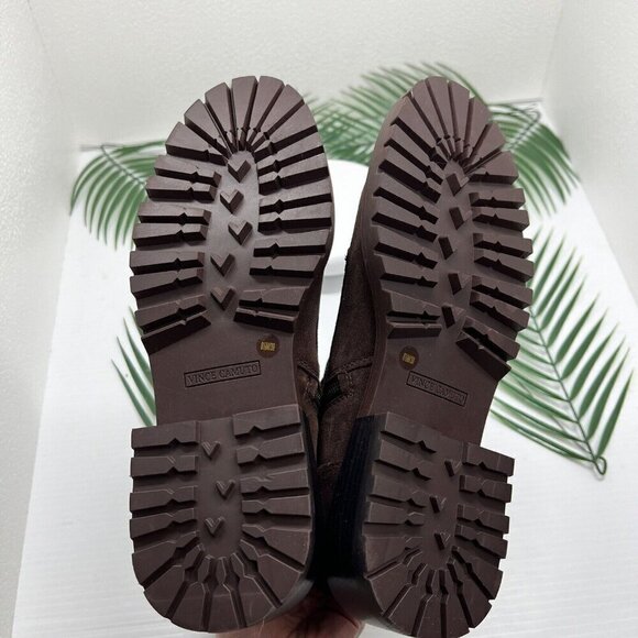 Vince Camuto Fawdry Chocolate Brown Suede Lace Up Combat Ankle Boots 8.5M NWOB - Picture 9 of 11